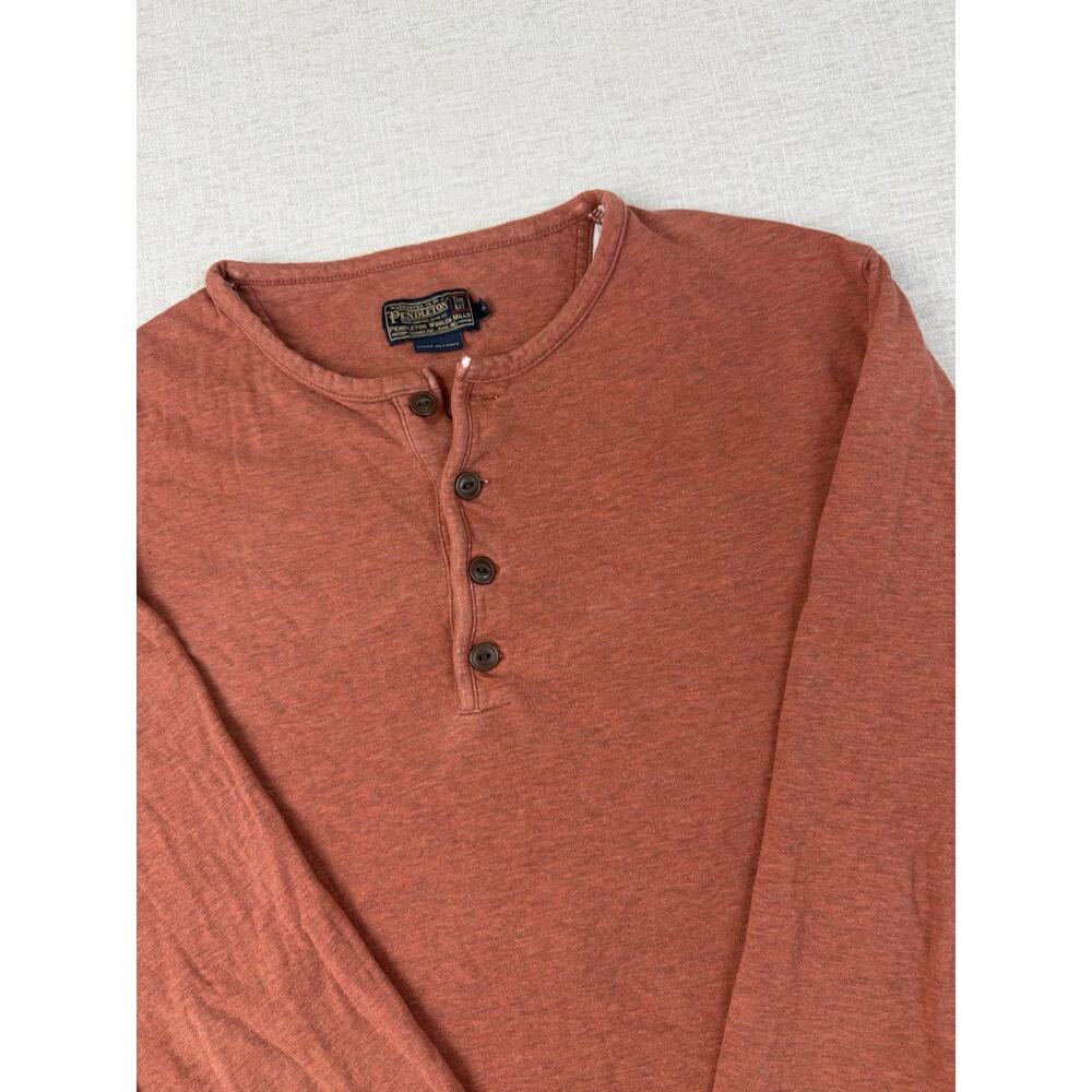 Pendleton Thos Kay Men’s Medium Merino Wool Blend Henley Long Sleeve Rust Shirt - Picture 2 of 7